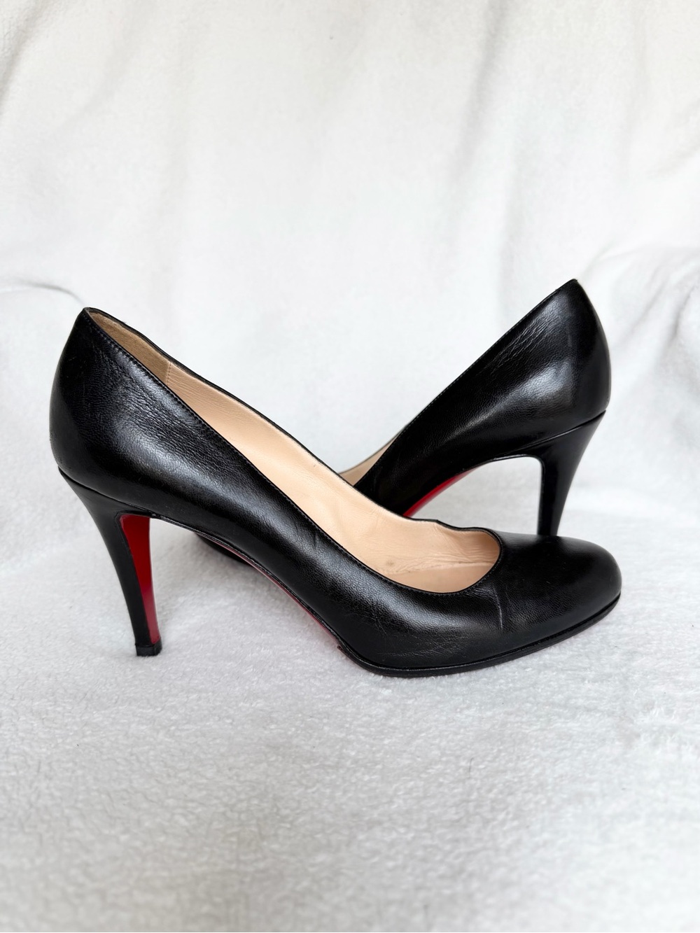 Christian Louboutin Simple Pump 85 Black Leather Pumps Heels Size 36.5